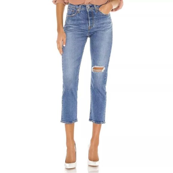 Levi's Wedgie Straight Button Fly Cropped Hi-Rise Jeans in Jive Size 26 - Picture 7 of 13